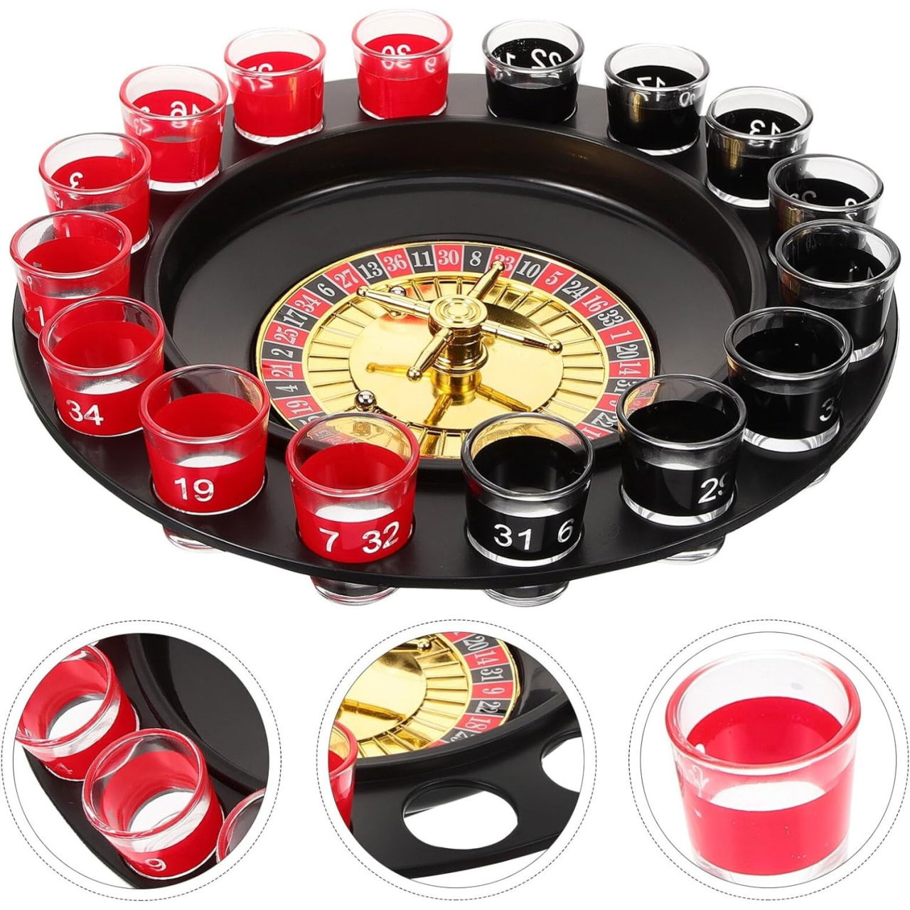 Joc de Ruleta Flippy, cu Pahare de Shot si Plansa de Joc Blackjack, 31 cm, Multicolor [9]