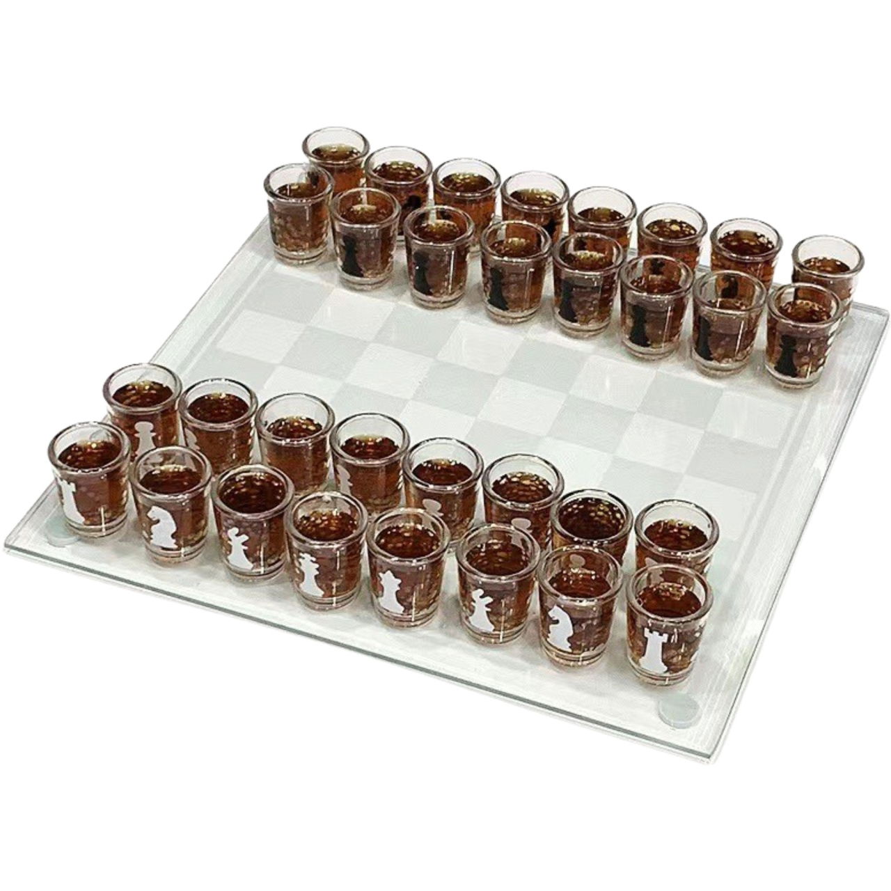 Joc de sah Flippy din sticla cu pahare pentru shoturi, 35x35 cm, transparent [1]