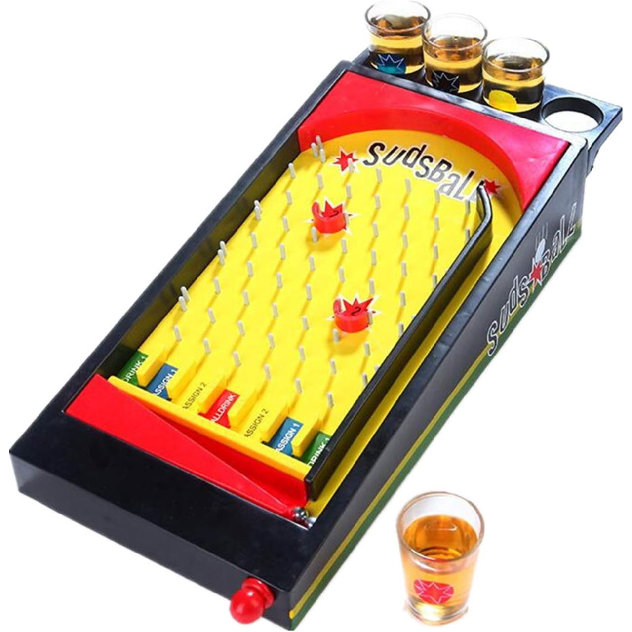 Joc de societate Pinball cu pahare pentru shoturi Flippy, 40 x 17,7 cm, galben [1]
