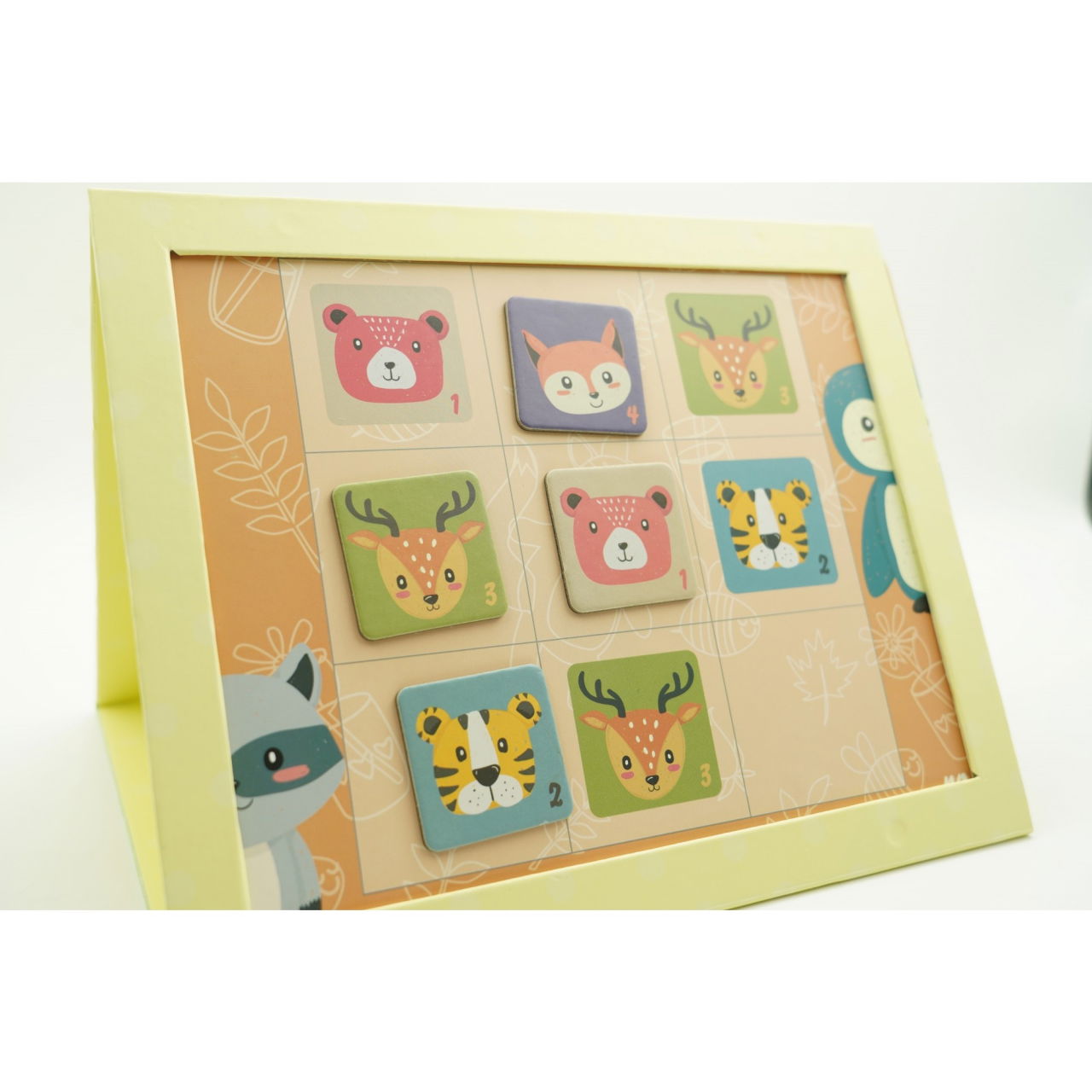 Joc educativ Sudoku cu tablita magnetica, 32 de piese, cartonase cu animale, Verde [10]