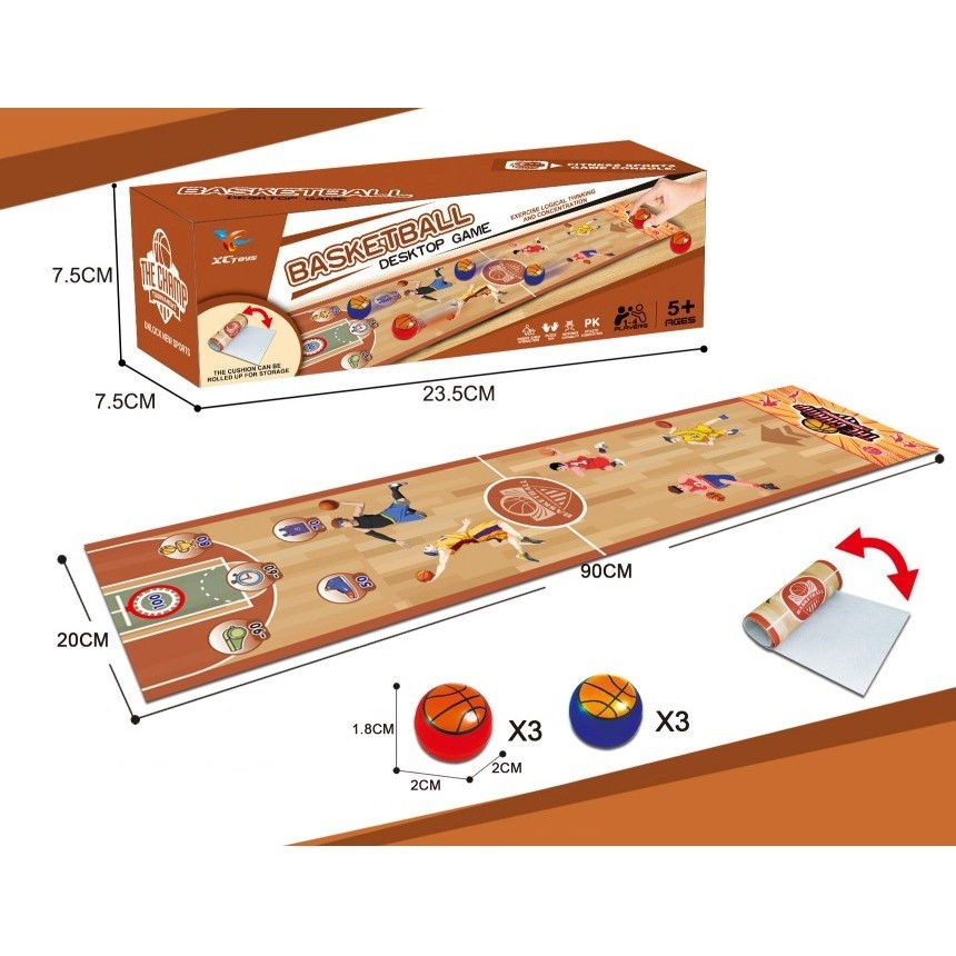 Joc Interactiv, Flippy, Covor de Basket 90 x 20 cm, 1-4 Jucatori, +5 Ani, 6 Mingi Incluse, Maro [4]