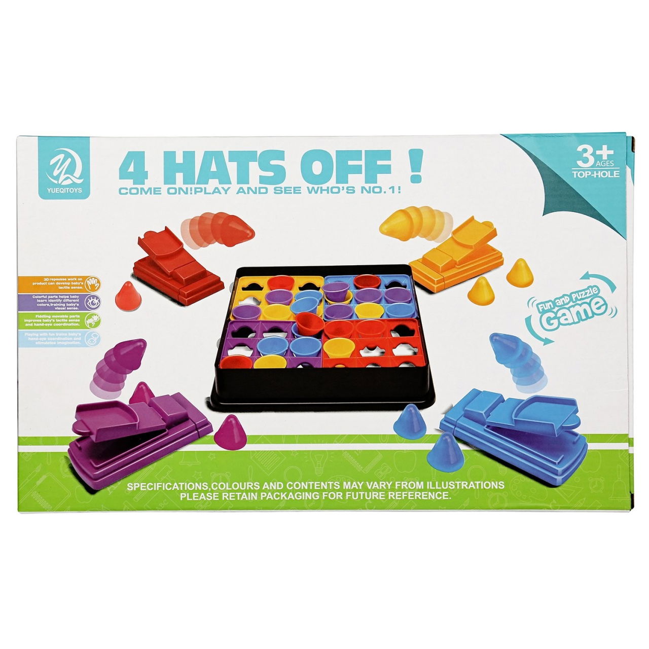 Joc Interactiv pentru Copii, Flippy, 4 Hats Off, Tabla de Joc, Figurine Palarii, +3 Ani, Multicolor [6]