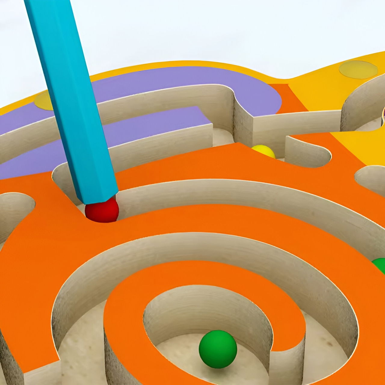 Joc Montessori cu Bile, Flippy, Creion Magnetic, Tip Labirint, din Lemn, Model Bufnita, 18.5x17.5 cm, Portocaliu-Mov [8]