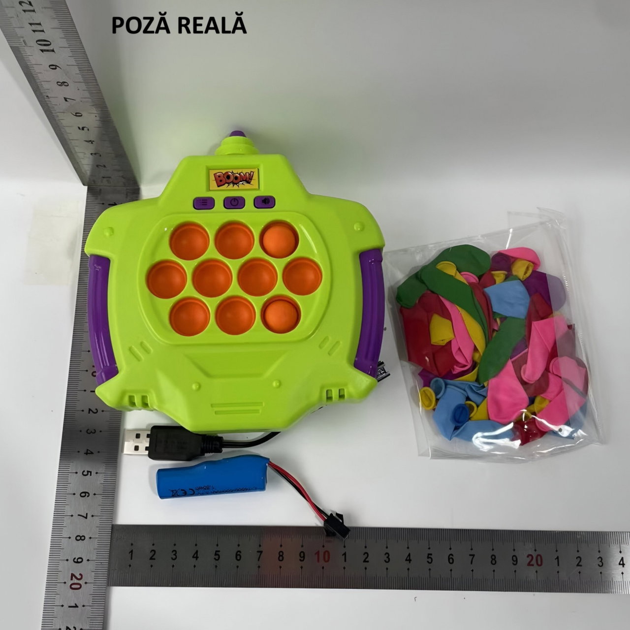 Joc Pop-It Antistres, Flippy, Electronic, 50 de Baloane, Muzica, 2 Moduri de Joc, Nivel Maxim 200, 14.5x13.5x5.7cm, Verde [2]