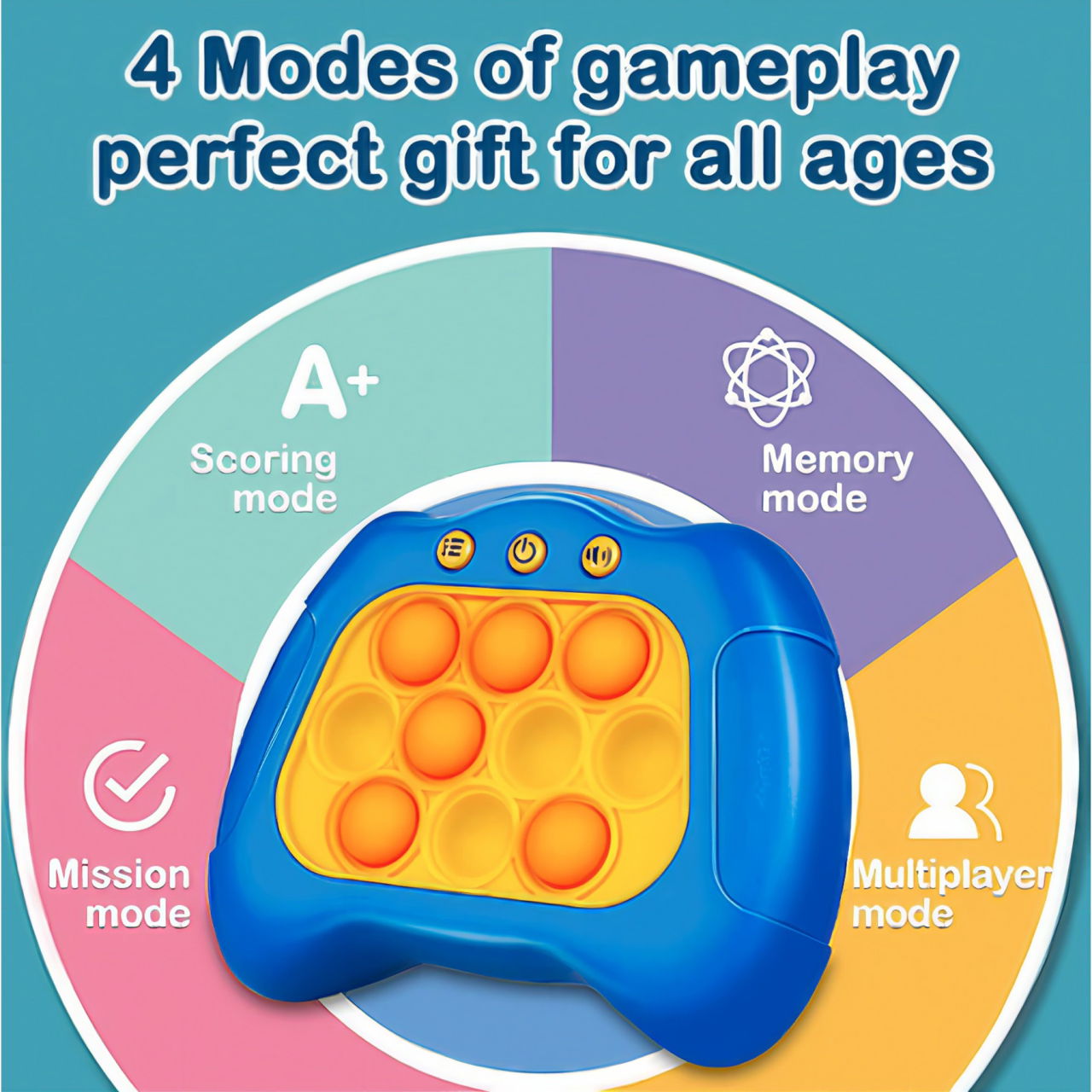 Joc Pop It, Flippy, consola, joc interactiv, antistres, cu baterii, Abs si silicon, Albastru, 12 x 10 x 5.8 cm [5]