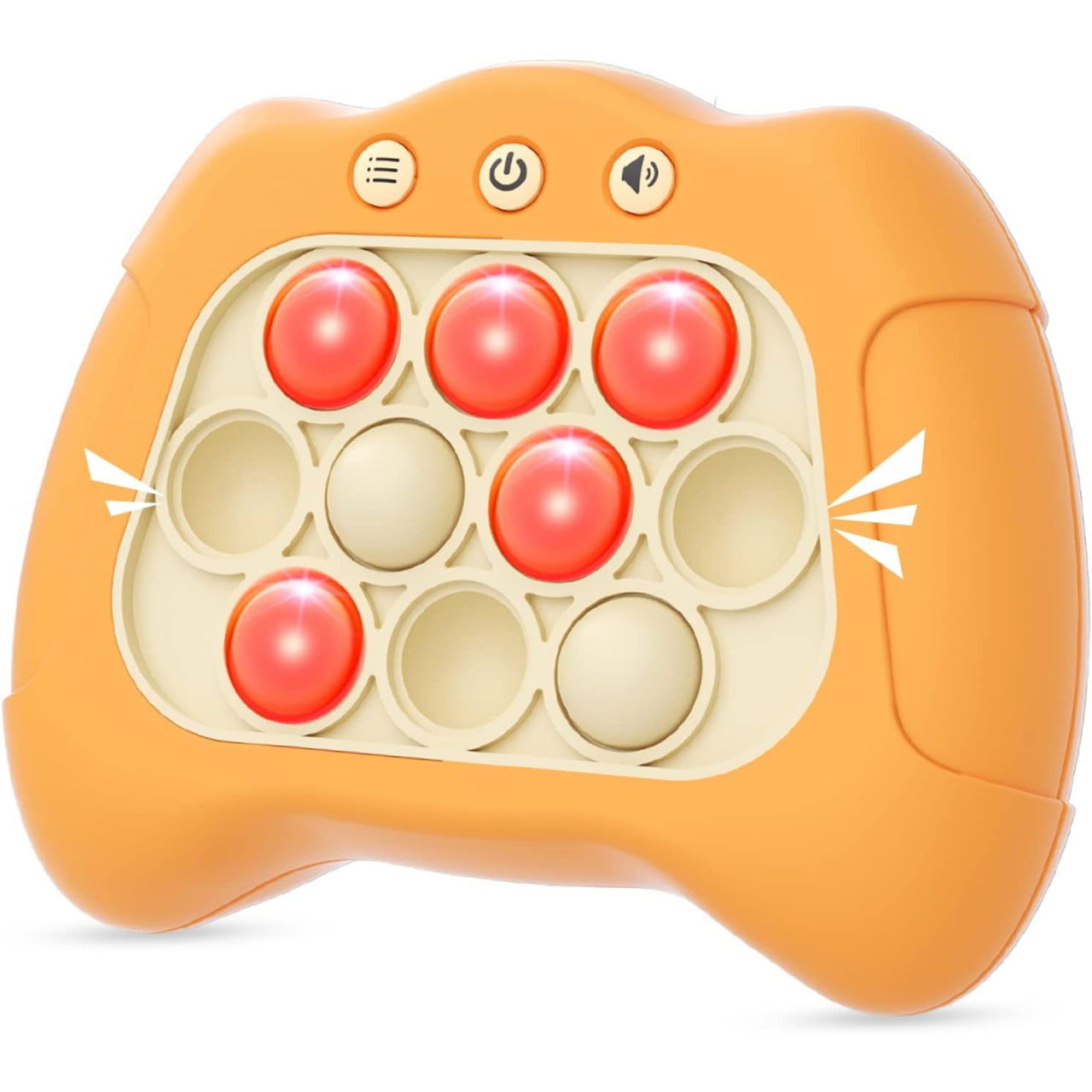 Joc Pop It, Flippy, consola, joc interactiv, antistres, cu baterii, Abs si silicon, Portocaliu, 12 x 10 x 5.8 cm [6]