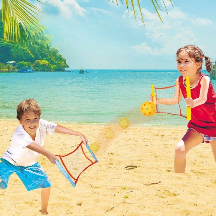 Joc Spikeball, Flippy, pentru Copii, Joc in 2, pentru Plaja, Parcuri, Interior, 2 Plase, 2 Mingi Normale, 2 Mingi Luminoase, Senzorial, Prinderea Mingii, 50x30 cm, Multicolor [4]