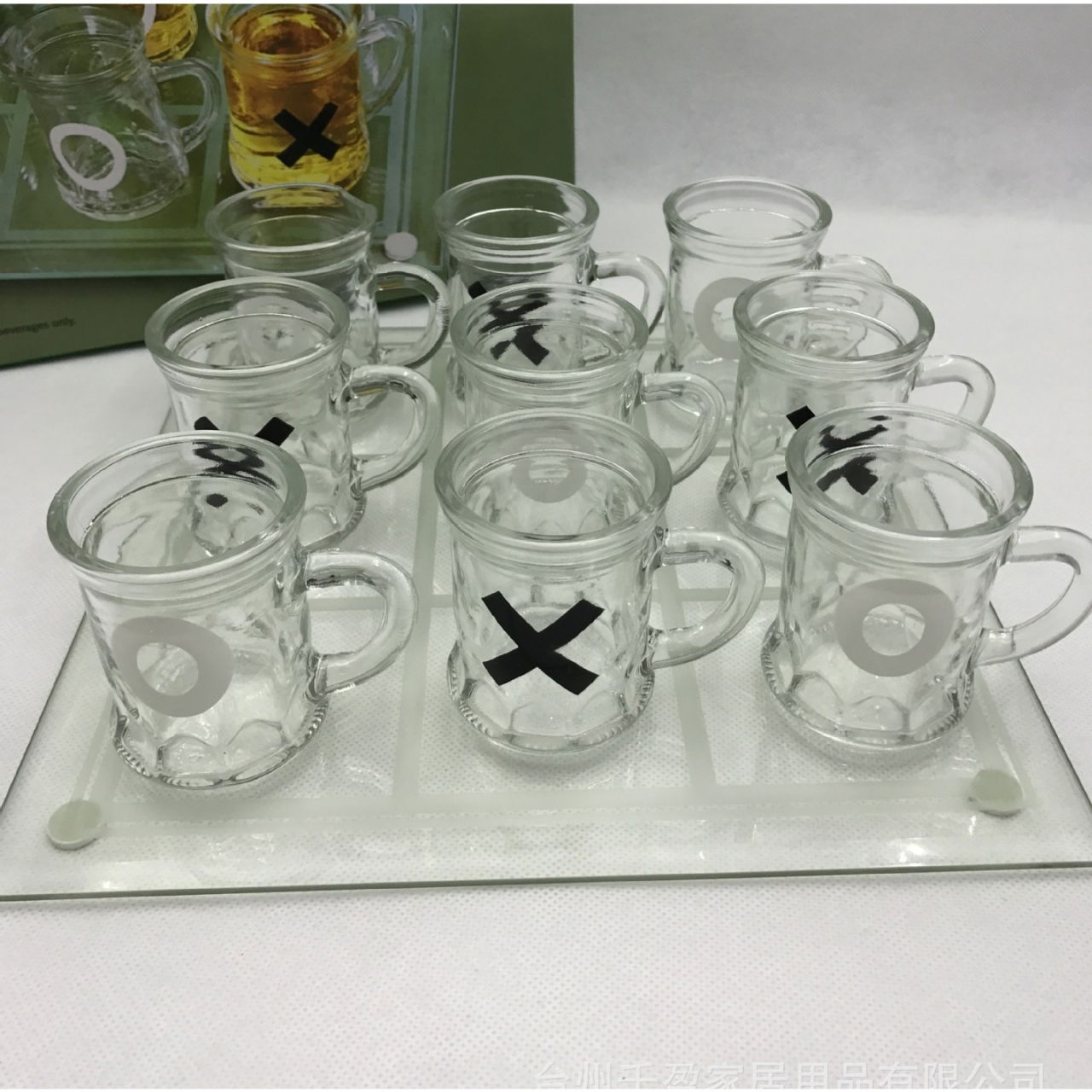 Joc X si O Flippy, cu Mini Halbe din Sticla, 25 x 25 cm, pentru Petreceri, Decor, Cadouri, Transparent [3]