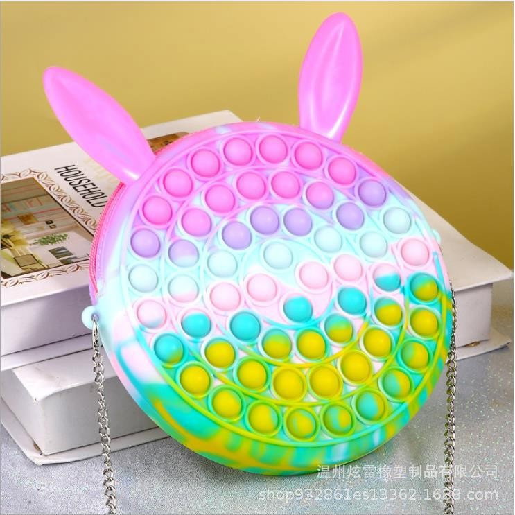 Jucarie antistres din silicon Flippy, Geanta Pop It, 16 cm, Iepuras, Macarons [5]