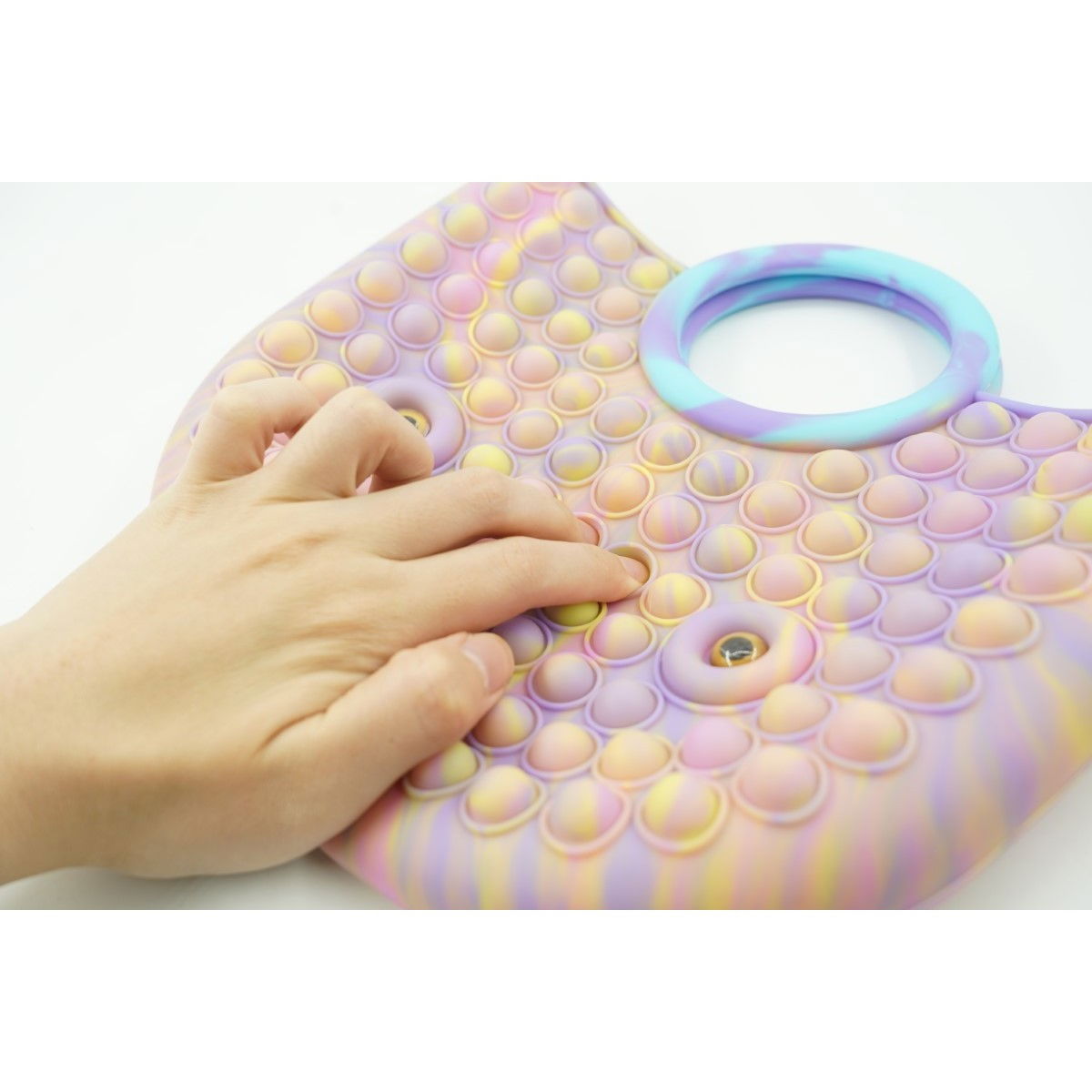 Jucarie Antistres din silicon Flippy, Pop It Now And Flip It, Geanta mare, 28 cm, Multicolor, Model 6 V2 [5]