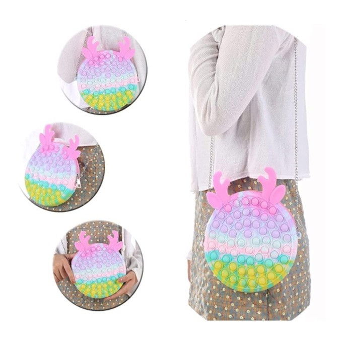 Jucarie antistres din silicon Flippy, Pop it Now and Flip It ,Geanta ,Multicolor [10]