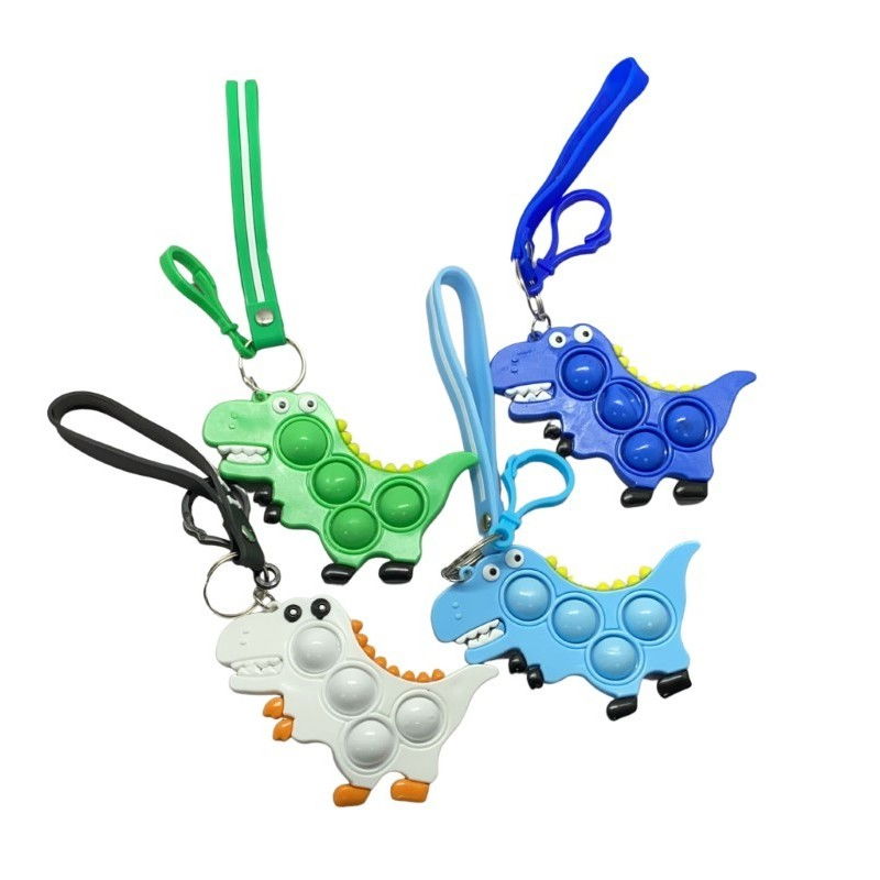 Jucarie antistres din silicon, Flippy, Pop It Now and Flip It, Simple Dimple, Breloc, Dinozaur, Verde [2]