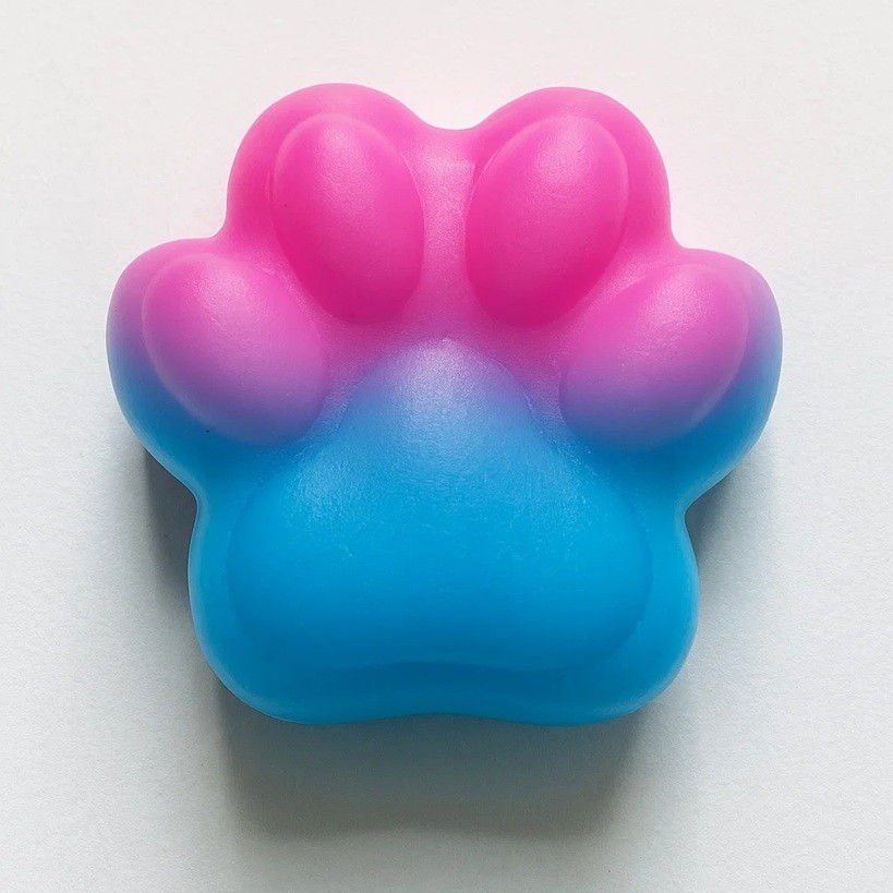 Jucarie Antistres Squishy, Flippy, cu Revenire Lenta, Labuta de Pisica Pufoasa, 7.5 cm, Ambalaj Transparent, Model 270512, Albastru/Roz [3]