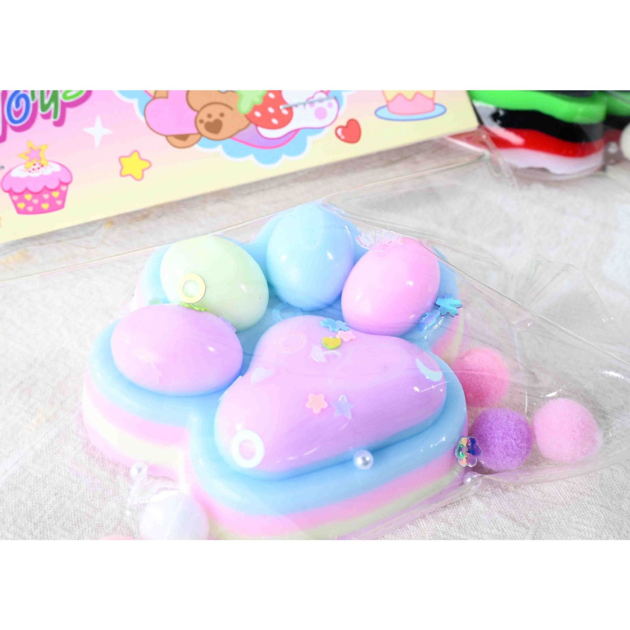 Jucarie Antistres Squishy, Flippy, cu Revenire Lenta, Labuta de Pisica Pufoasa, 7.5 cm, Ambalaj Transparent, Model 27053, Multicolor [3]