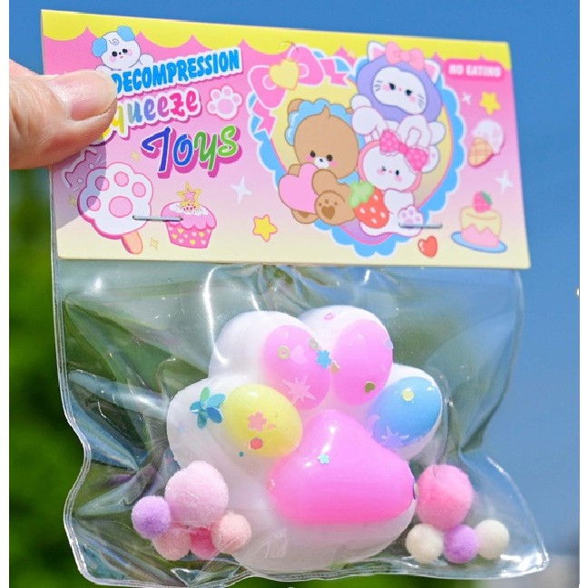 Jucarie Antistres Squishy, Flippy, cu Revenire Lenta, Labuta de Pisica Pufoasa, 7.5 cm, Ambalaj Transparent, Model 27056, Multicolor [1]