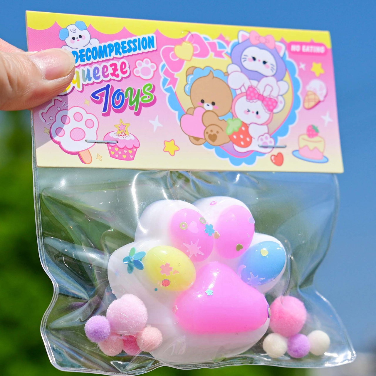 Jucarie Antistres Squishy, Flippy, cu Revenire Lenta, Labuta de Pisica Pufoasa, 7.5 cm, Ambalaj Transparent, Model 27056, Multicolor [2]