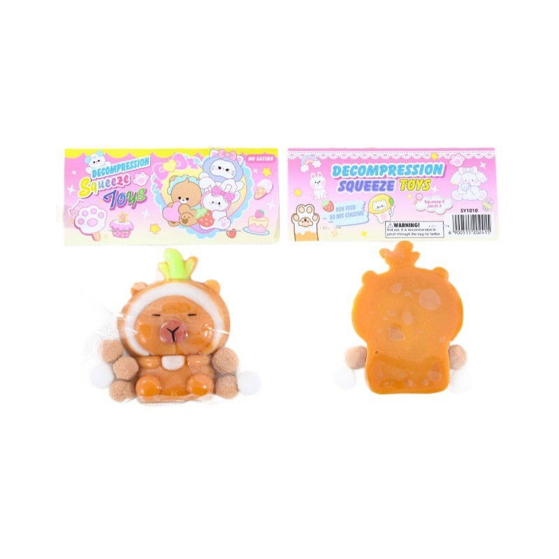 Jucarie Antistres Squishy, Flippy, cu Revenire Lenta, Model Capybara, 7cmx6.5 cm, din TPR, Ambalaj Transparent, Maro [2]