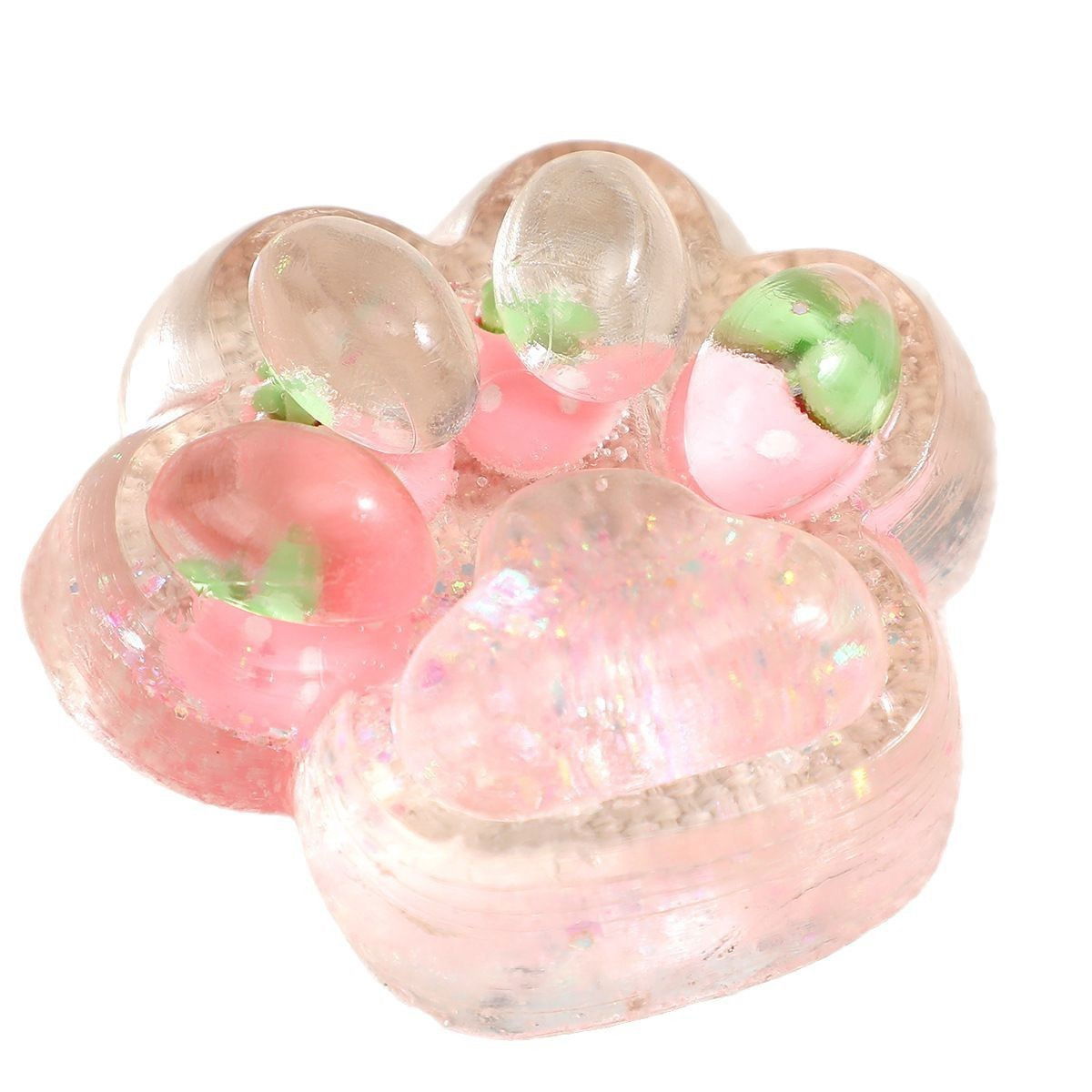 Jucarie Antistres Squishy, Flippy, cu Revenire Lenta, Model Cat Paw, Squeeze Pinch Family, 6.5 x 7 cm, din Tpr, 4-6 Ani, Model 3 Legume, Transparent [8]