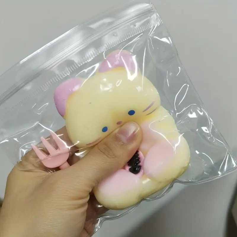 Jucarie Antistres Squishy, Flippy, cu Revenire Lenta, Model Pisicuta, Squeeze Pinch Family, 9 x 5.5 cm, Galben [3]