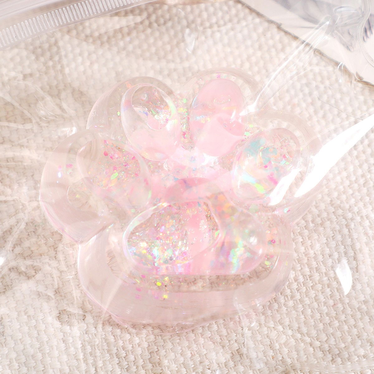 Jucarie Antistres Squishy, Flippy, cu Revenire Lenta, Squeeze Pinch Family, Model Cat Paw, 6.5 x 7 cm, din Tpr, 4-6 Ani, Model 2 Flori, Transparent [4]