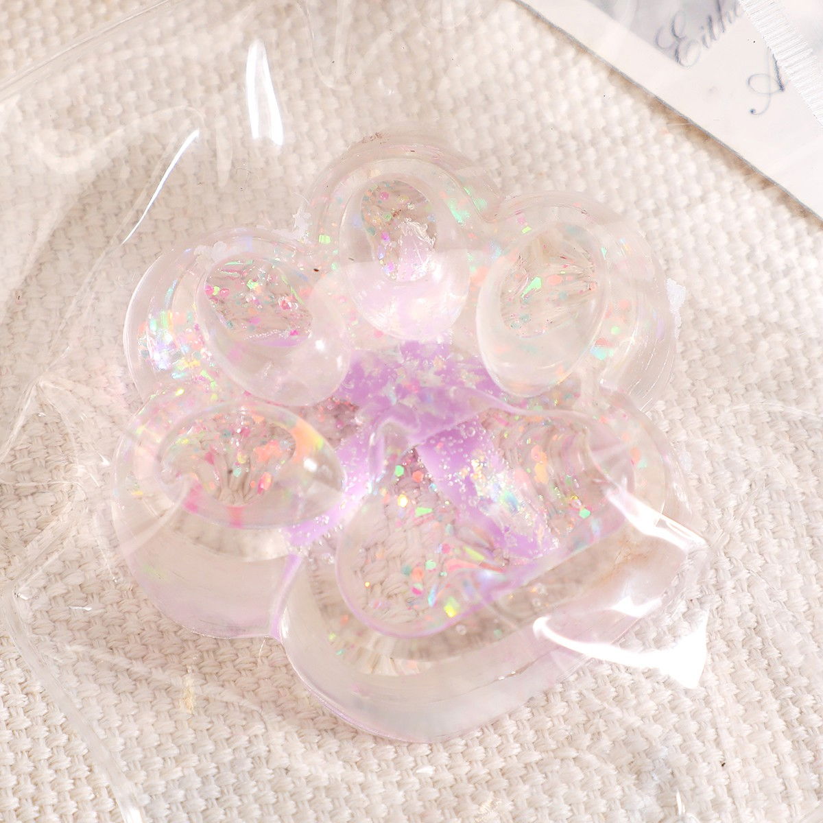 Jucarie Antistres Squishy, Flippy, cu Revenire Lenta, Squeeze Pinch Family, Model Cat Paw, 6.5 x 7 cm, din Tpr, 4-6 Ani, Model 2 Flori, Transparent [3]