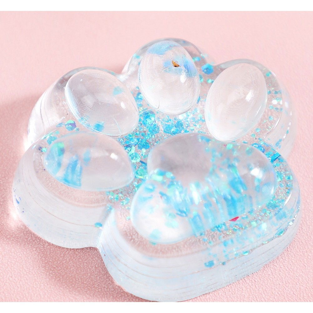 Jucarie Antistres Squishy, Flippy, cu Revenire Lenta, Squeeze Pinch Family, Model Cat Paw, 6.5 x 7 cm, din Tpr, 4-6 Ani, Model 4 Sclipici, Transparent [4]