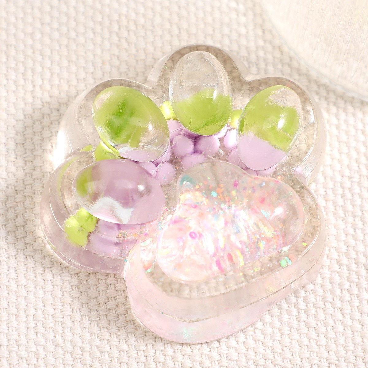 Jucarie Antistres Squishy, Flippy, cu Revenire Lenta, Squeeze Pinch Family, Model Cat Paw, 6.5 x 7 cm, din Tpr, 4-6 Ani, Model 5 Fructe, Transparent [3]