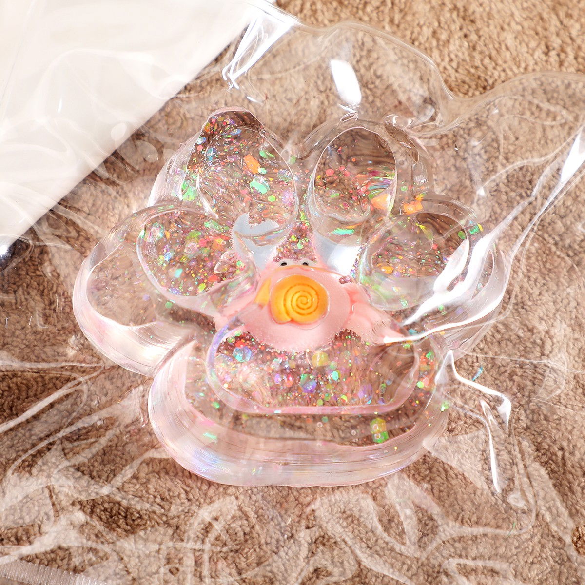 Jucarie Antistres Squishy, Flippy, cu Revenire Lenta, Squeeze Pinch Family, Model Cat Paw, 6.5 x 7 cm, din Tpr, 4-6 Ani, Model 6 Ocean, Transparent [5]