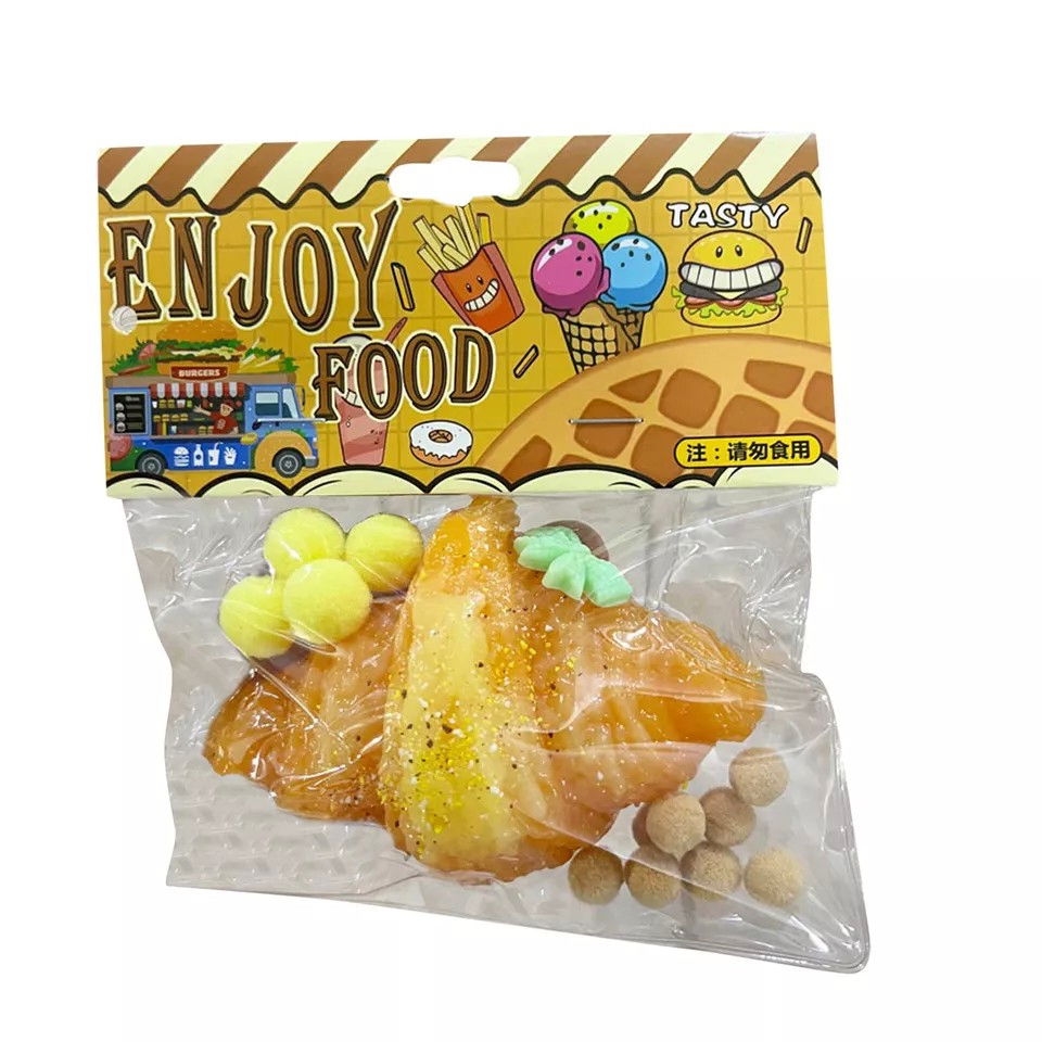 Jucarie Antistres Squishy, Flippy, cu Revenire Lenta, Squeeze Pinch Family, Model Croissant, 10x8 cm, 90g, Ambalaj Transparent, Maro [1]