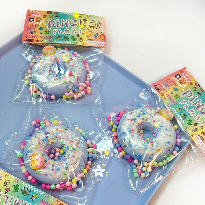 Jucarie Antistres Squishy, Flippy, cu Revenire Lenta, Squeeze Pinch Family, Model Gogoasa, 6x6 cm, 99g, Ambalaj Transparent, Albastru [2]