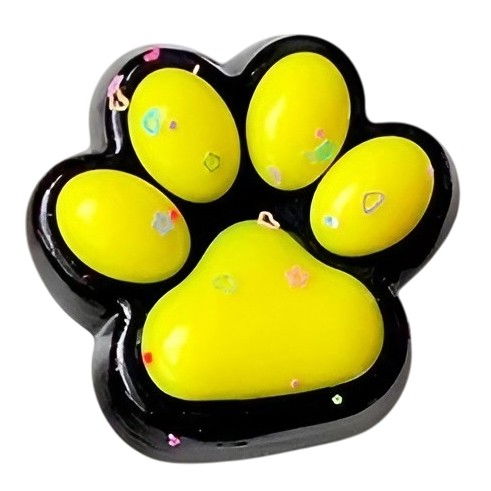 Jucarie Antistres Squishy, Flippy, cu Revenire Lenta, Squeeze Pinch Family, Model Labuta de Pisica, 6.8x6.2 cm, 55g, Ambalaj Transparent, Galben [1]