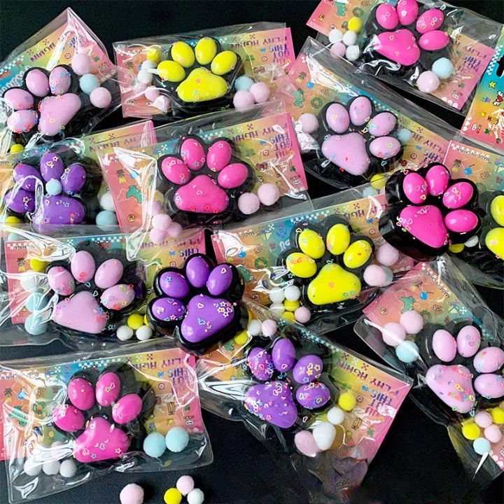 Jucarie Antistres Squishy, Flippy, cu Revenire Lenta, Squeeze Pinch Family, Model Labuta de Pisica, 6.8x6.2 cm, 55g, Ambalaj Transparent, Roz Deschis [3]