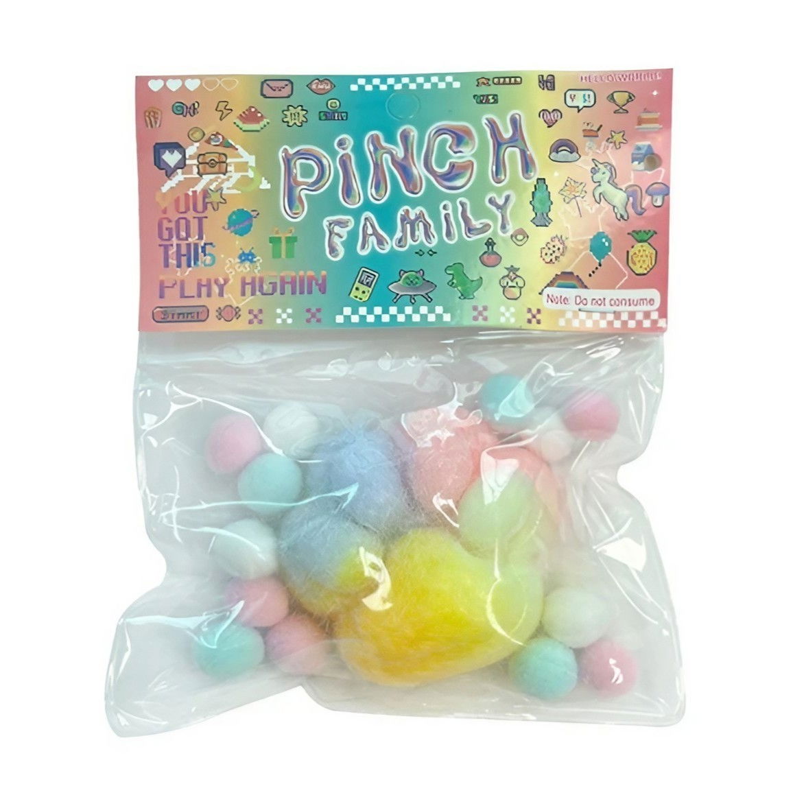 Jucarie Antistres Squishy, Flippy, cu Revenire Lenta, Squeeze Pinch Family, Model Labuta de Pisica Pufoasa, 6x6 cm, 70g, Ambalaj Transparent, Multicolor [1]