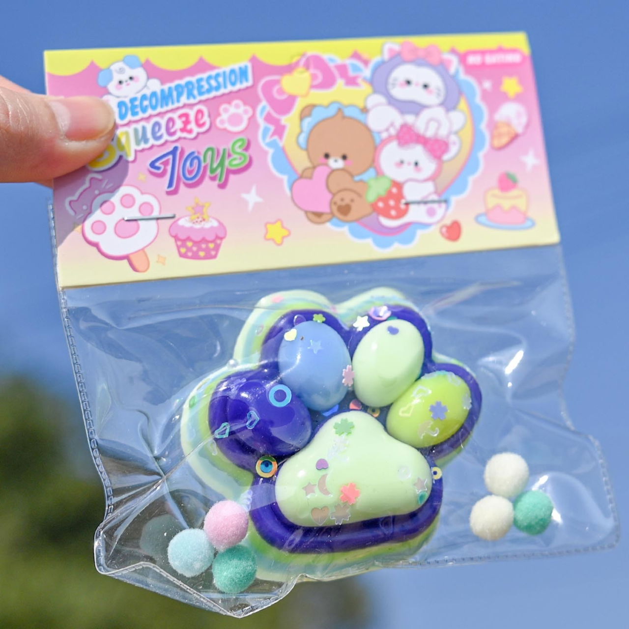 Jucarie Antistres Squishy, Flippy, cu Revenire Lenta, Squeeze Toys, Model Cat Paw, 12.5x10.5 cm, 220g, +3 Ani, din TPR, Model 6, Multicolor [2]