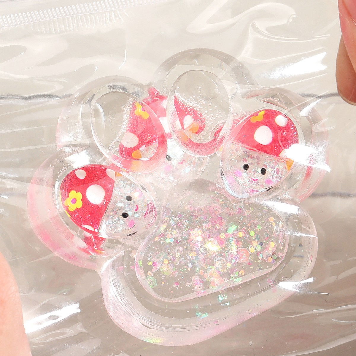 Jucarie Antistres Squishy, Flippy, Labuta de Pisica Pufoasa, cu Revenire Lenta, 7 x 6.5 cm, Model Ciuperca, Multicolor [3]