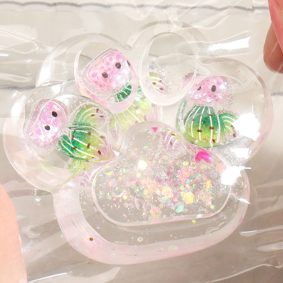 Jucarie Antistres Squishy, Flippy, Labuta de Pisica Pufoasa, cu Revenire Lenta, 7 x 6.5 cm, Model Ciuperca, Multicolor [6]