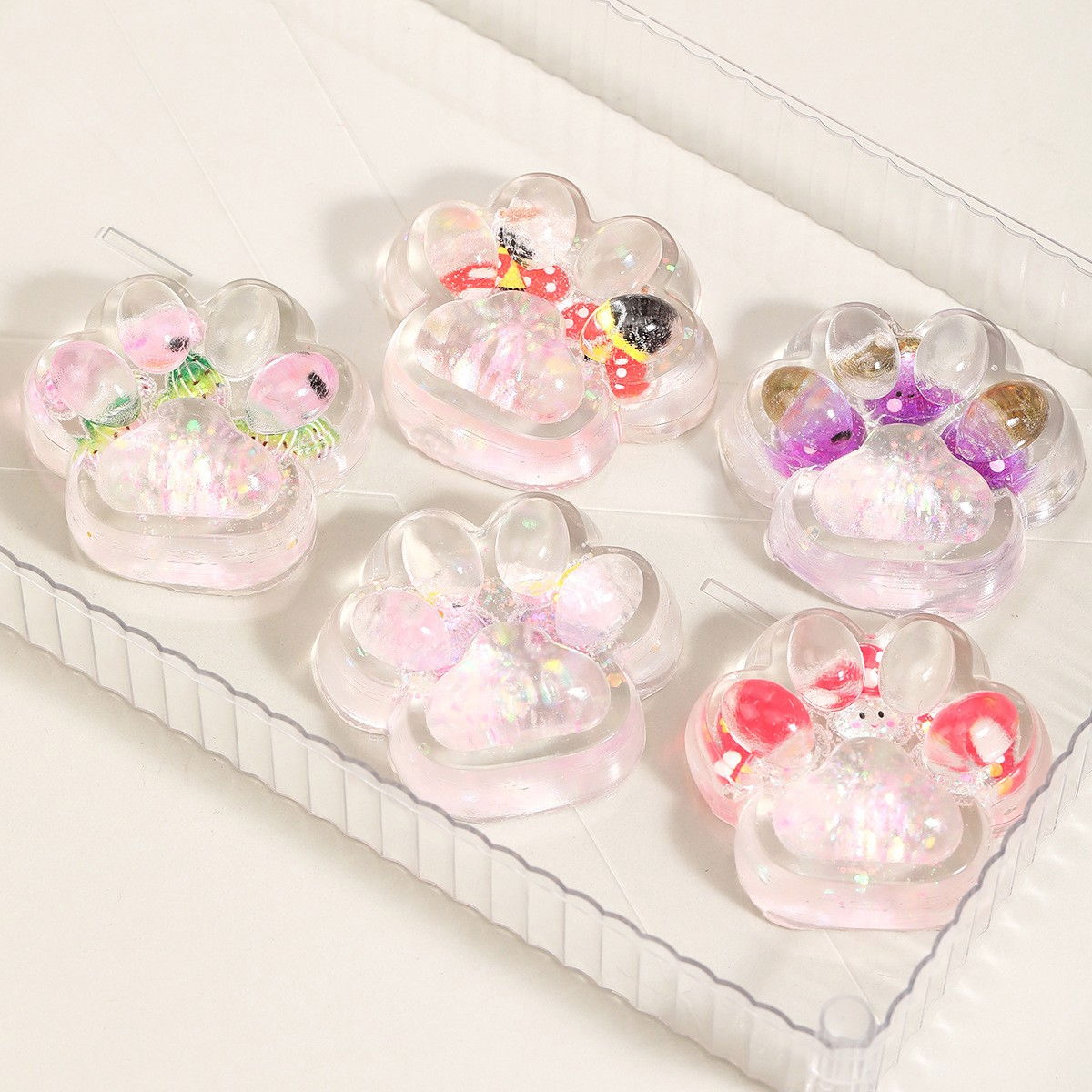 Jucarie Antistres Squishy, Flippy, Labuta de Pisica Pufoasa, cu Revenire Lenta, 7 x 6.5 cm, Model Ciuperca, Multicolor [11]