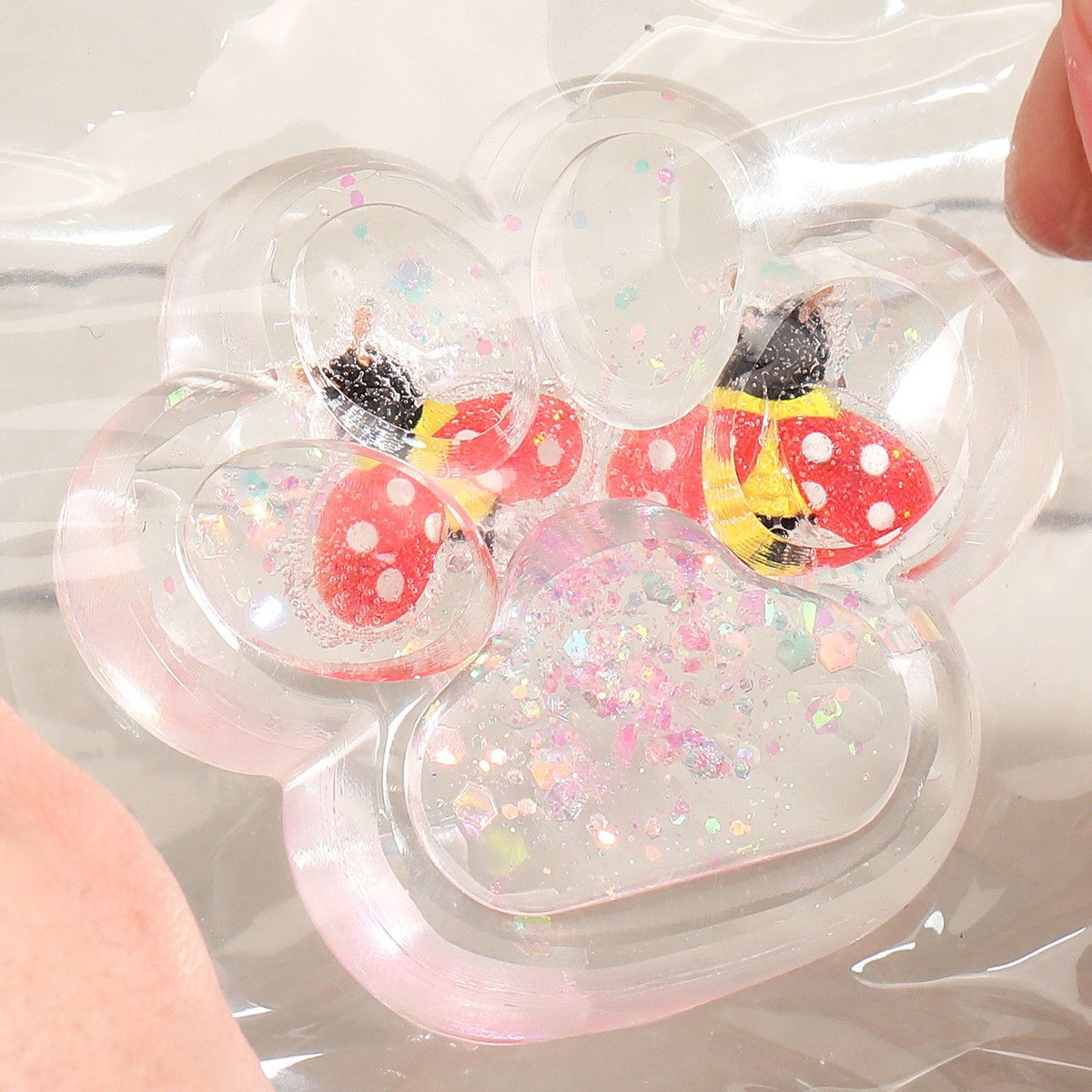 Jucarie Antistres Squishy, Flippy, Labuta de Pisica Pufoasa, cu Revenire Lenta, 7 x 6.5 cm, Model Ciuperca, Multicolor [5]