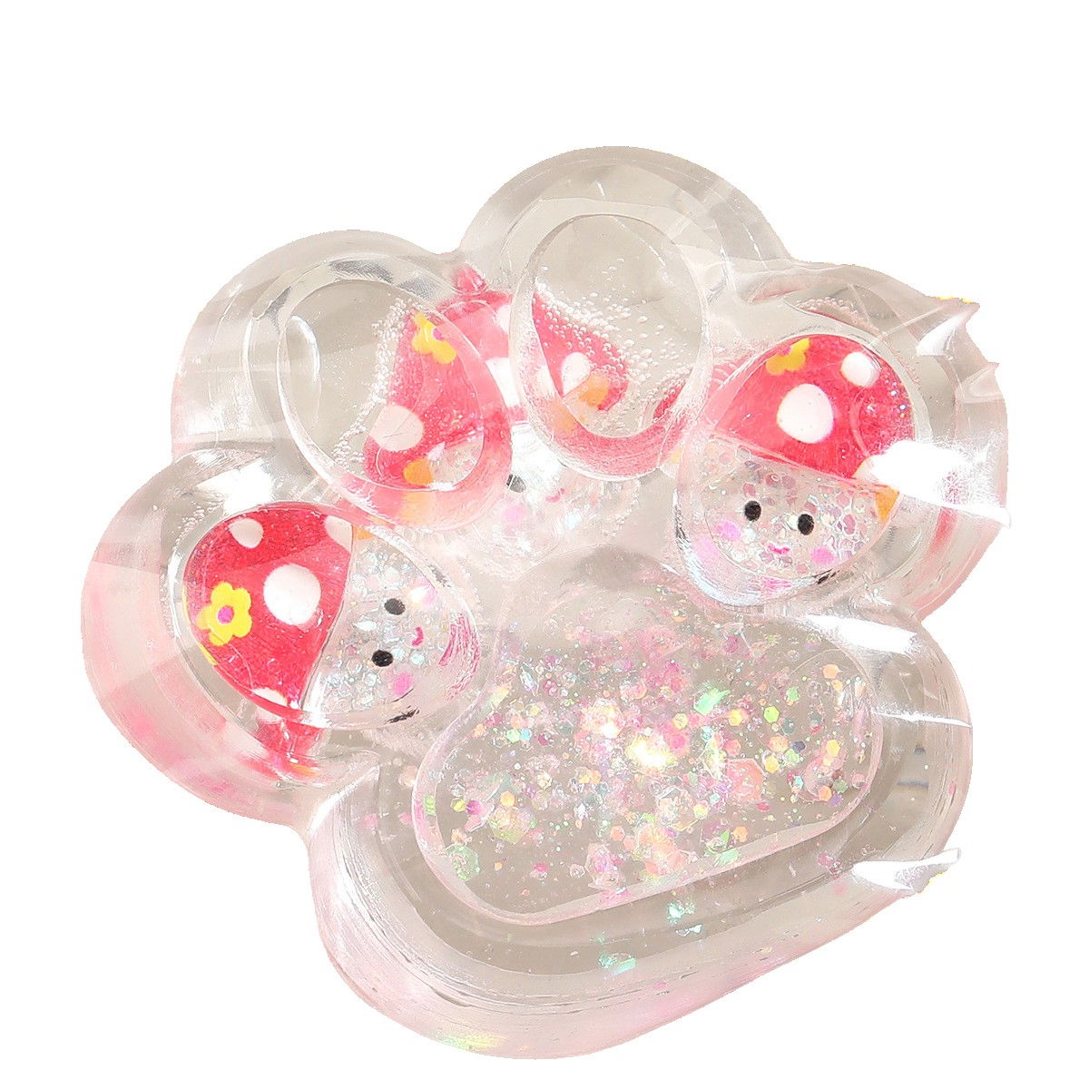 Jucarie Antistres Squishy, Flippy, Labuta de Pisica Pufoasa, cu Revenire Lenta, 7 x 6.5 cm, Model Ciuperca, Multicolor [1]