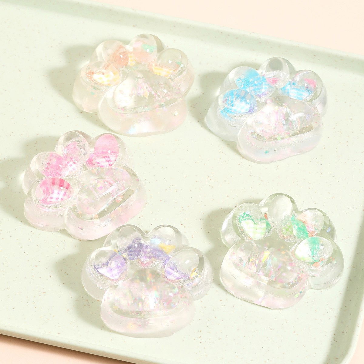 Jucarie Antistres Squishy, Flippy, Labuta de Pisica Pufoasa, cu Revenire Lenta, 7 x 6.5 cm, Model Inima, Multicolor [9]