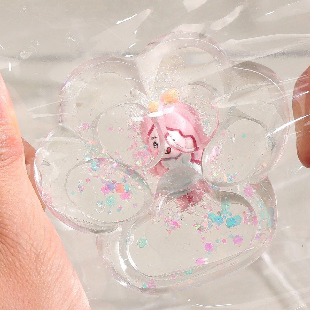 Jucarie Antistres Squishy, Flippy, Labuta de Pisica Pufoasa, cu Revenire Lenta, 7 x 6.5 cm, Model Printesa, Multicolor [5]