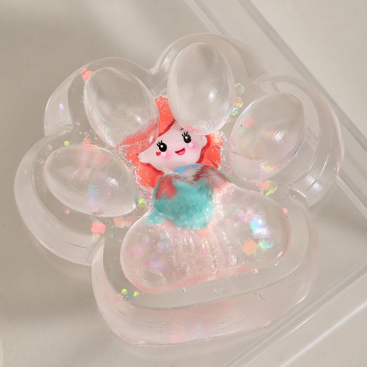 Jucarie Antistres Squishy, Flippy, Labuta de Pisica Pufoasa, cu Revenire Lenta, 7 x 6.5 cm, Model Printesa, Multicolor [10]