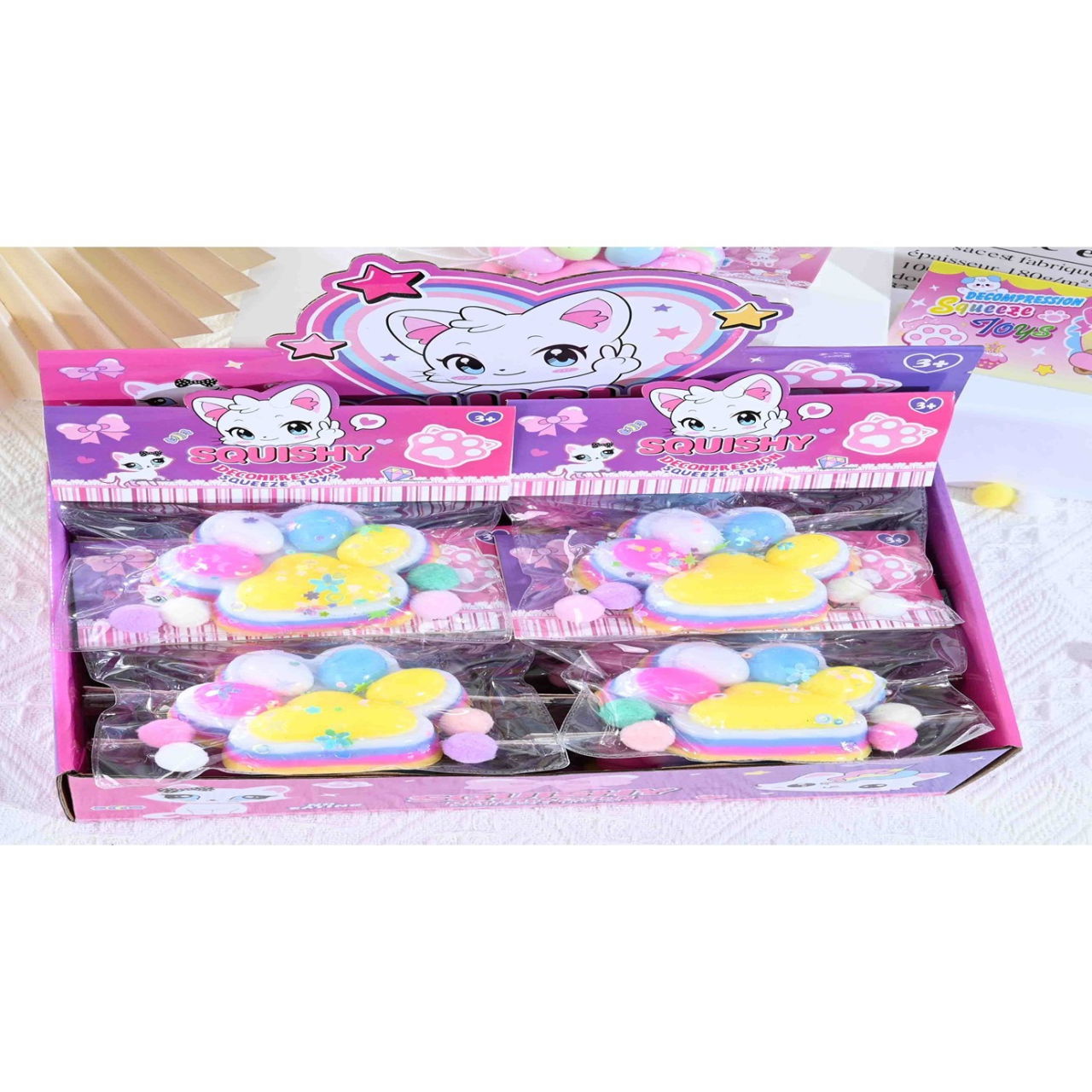 Jucarie Antistres Squishy, Flippy, Labuta de Pisica Squeeze Toys, cu Revenire Lenta, 7.5 cm, Model 270515, Multicolor [4]