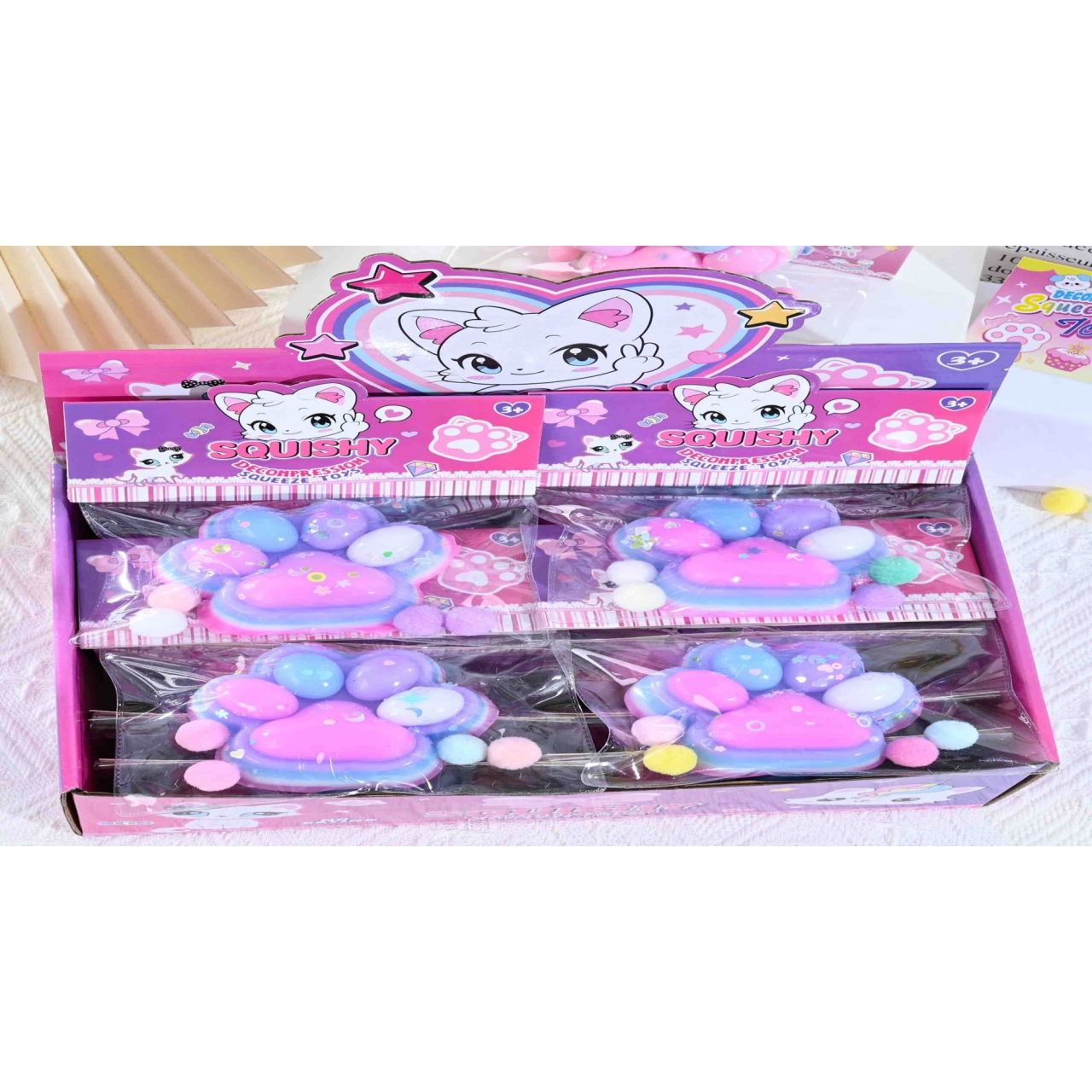 Jucarie Antistres Squishy, Flippy, Labuta de Pisica Squeeze Toys, cu Revenire Lenta, 7.5 cm, Model 270516, Multicolor [4]