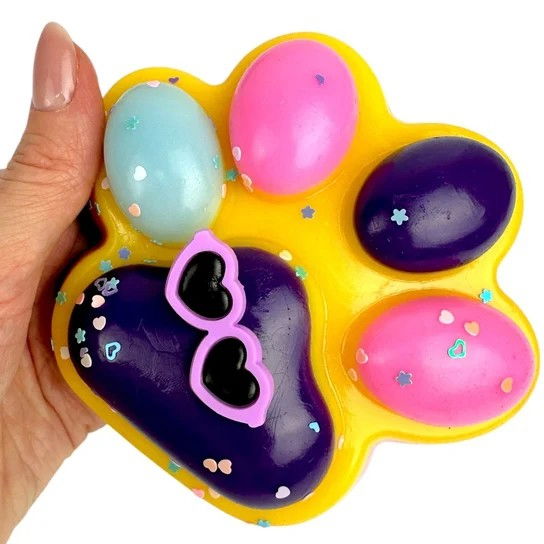 Jucarie Antistres Squishy, Flippy, Revenire Lenta, Model Labuta de Pisica, Squishy, BIG 12.5 x 10.5 cm, 220 g, Model 18, Roz Galben Mov [3]