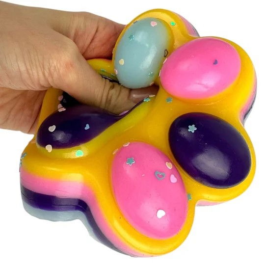 Jucarie Antistres Squishy, Flippy, Revenire Lenta, Model Labuta de Pisica, Squishy, BIG 12.5 x 10.5 cm, 220 g, Model 18, Roz Galben Mov [2]