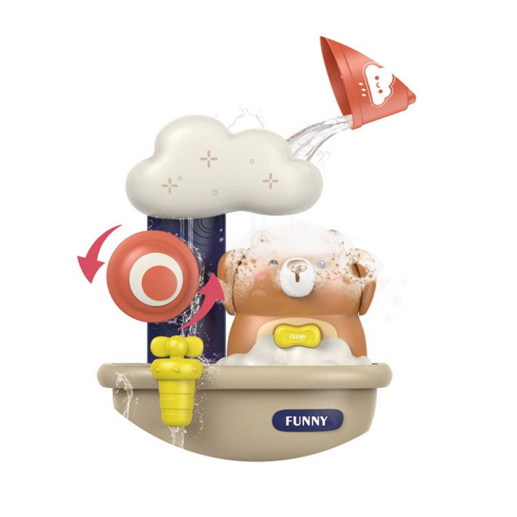 Jucarie de baie Flippy, Ursulet in cada cu spuma, 29 cm, Jucarie interactiva, Multicolor [4]