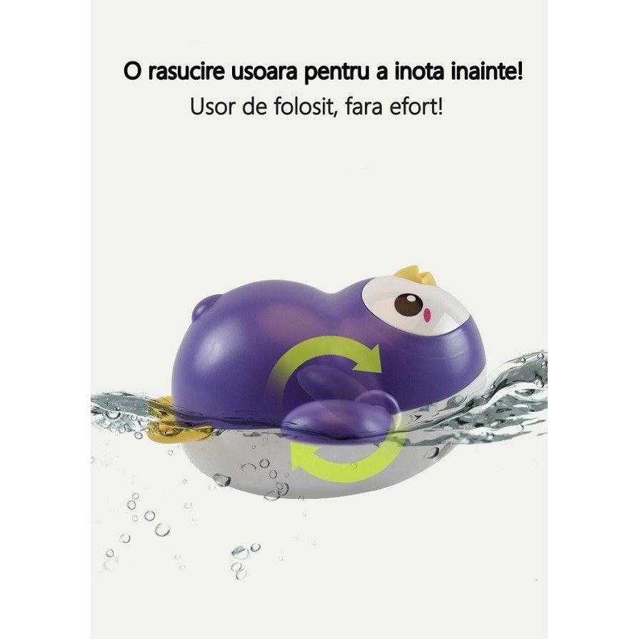 Jucarie de baie interactiva pentru copii, Flippy, pinguinul mov [4]