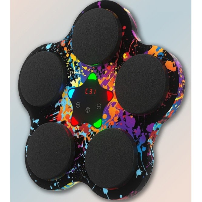 Jucarie de Boxat cu Muzica si Lumini, Flippy, Bluetooth, Incarcare USB, Aplicare cu Ventuze, 5 Tinte, 40x38x8 cm, 930 g, Negru [4]