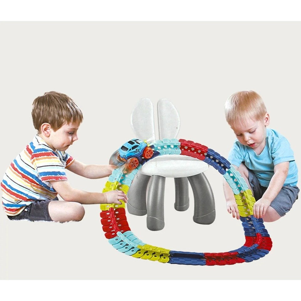 Jucarie de Constructie RollerCoaster, Flippy, 138 de Piese, 41.5x31x7 cm, cu Masini, Multicolor [4]